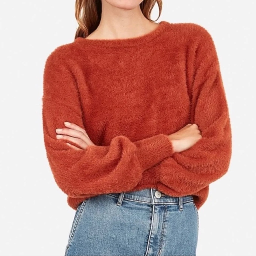 Burnt Orange Fuzzy Sweater. Size Medium.